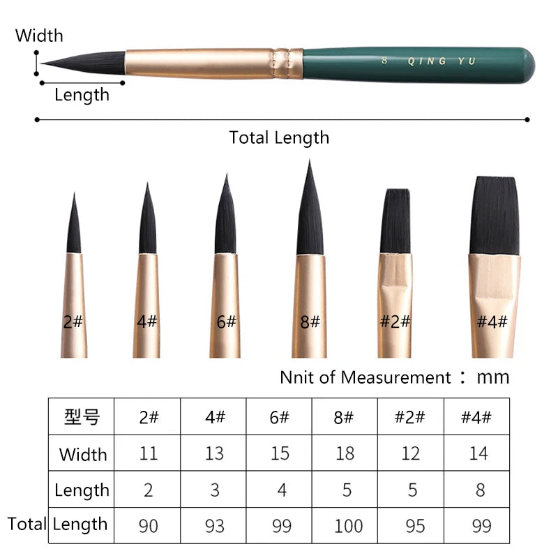 6pcs Multi-Functional Watercolor Paintbrushes for Art & School Use - Green