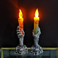 Halloween LED Candles Skeleton Ghost Hands - Haunted House Decor, 15cm Tall