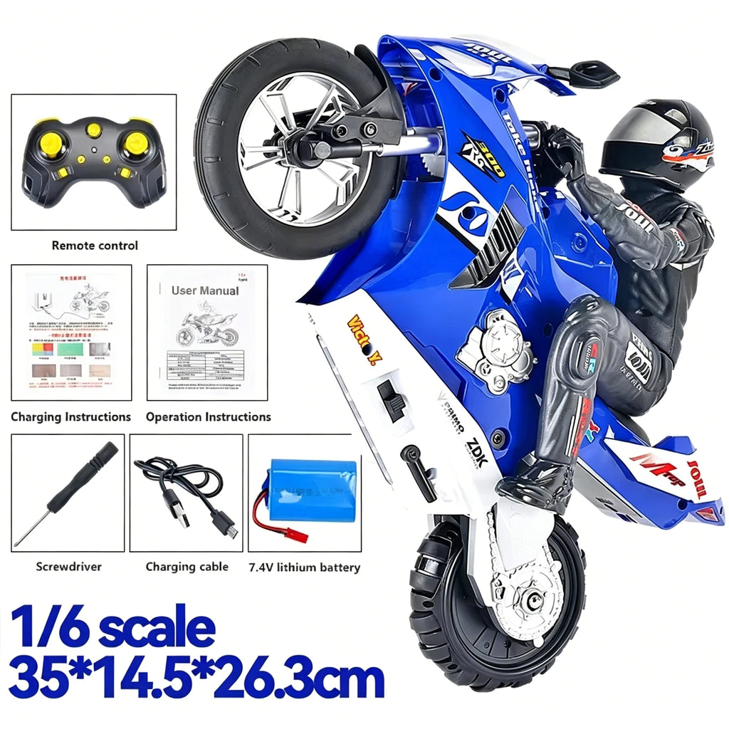 High-Speed RC Motorcycle 1:6 & 1:10 Scale Electric Remote Control Car Drift Bike