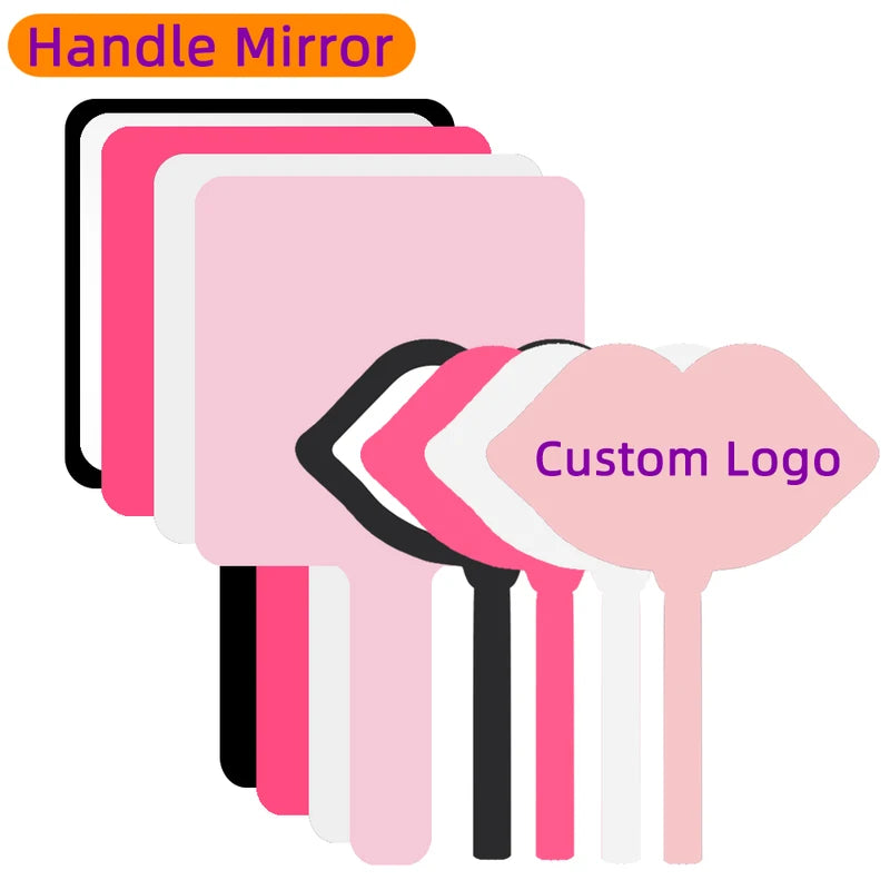 Personalized Hand Mirror with Custom Logo for Lash & Salon Artistry, Square Lip Shape