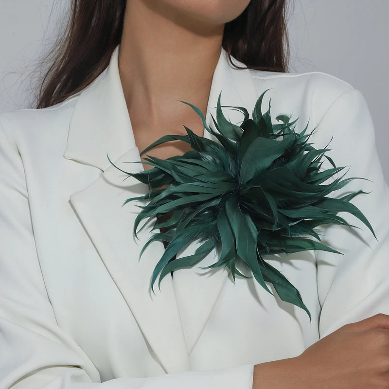 Large Feather Brooch for Women - Colorful Fashion Lapel Pin 22cm