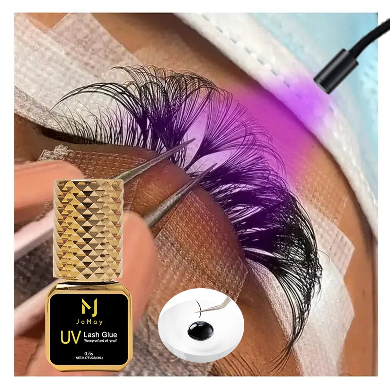 UV Lash Glue Black 3 Bottles 5ml Fast Drying Eyelash Extension Adhesive
