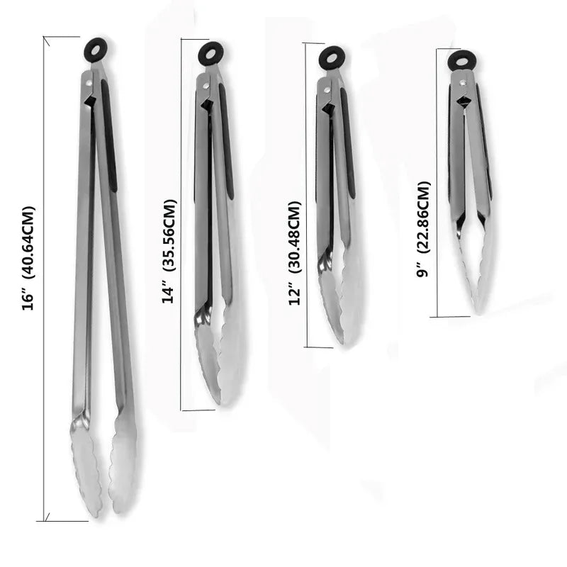 BBQ Grill Tongs Stainless Steel Food Clips for Camping Kitchen Outdoor Cooking