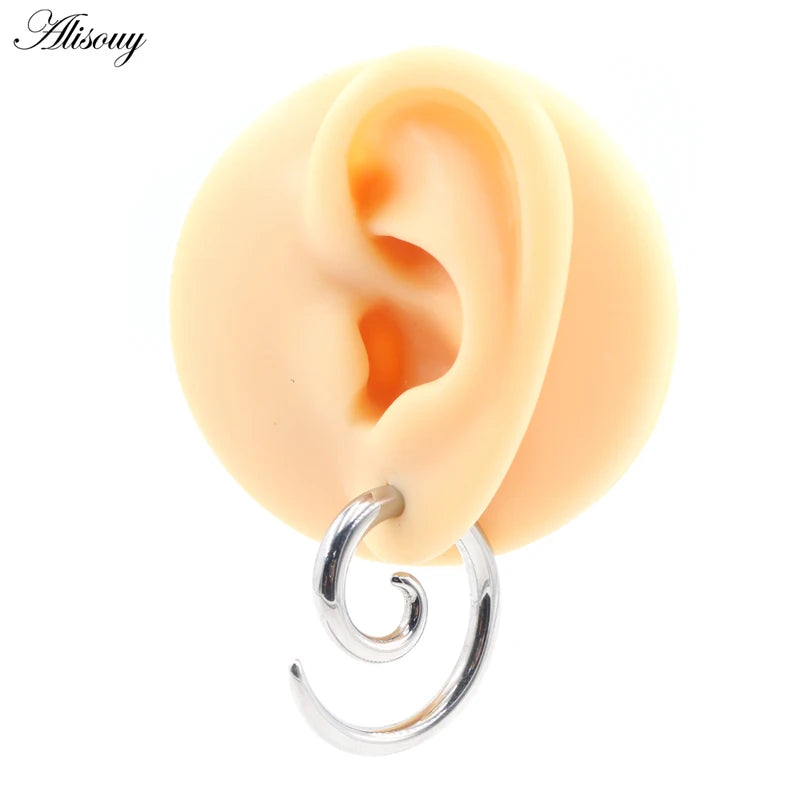 Stainless Steel Spiral Snail Fake Ear Tapers Gauges Stretching Plugs Tunnel Body Jewelry