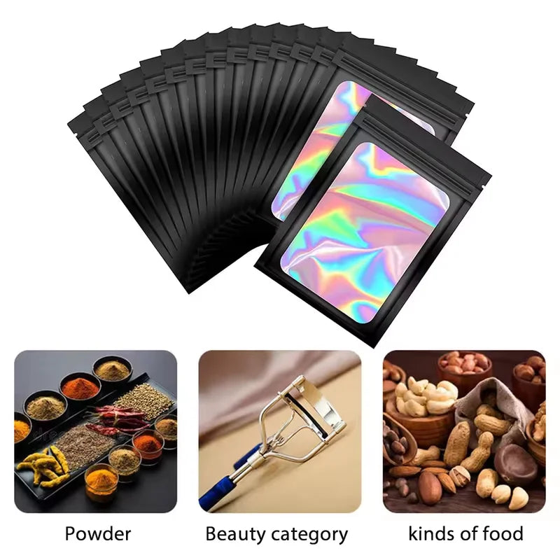 Holographic Ziplock Bags Set for Jewelry Cosmetics and Food Storage