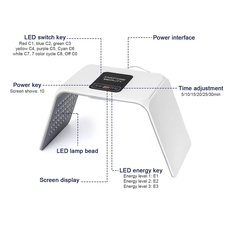 7-Color LED Photon Skin Rejuvenation Machine Foldable Face and Body Light Therapy Device