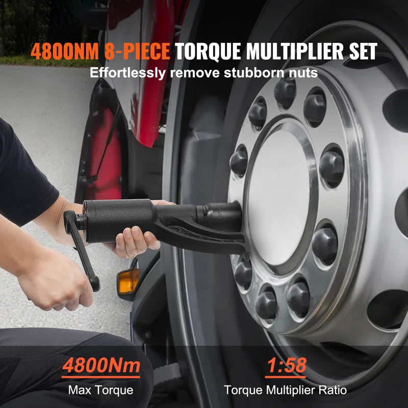 Heavy Duty Torque Wrench Set with 4/8 Socket and Case - 1/64 Gear Ratio