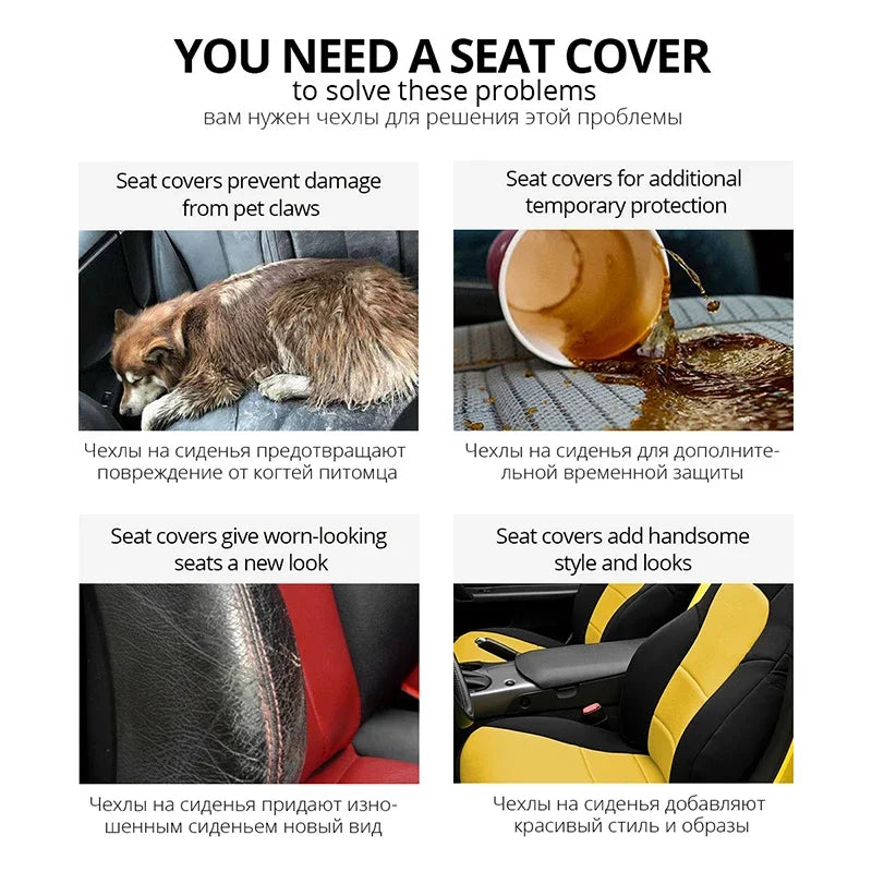 Universal Car Seat Cover Set with Tire Track Pattern - Protect & Style Interior