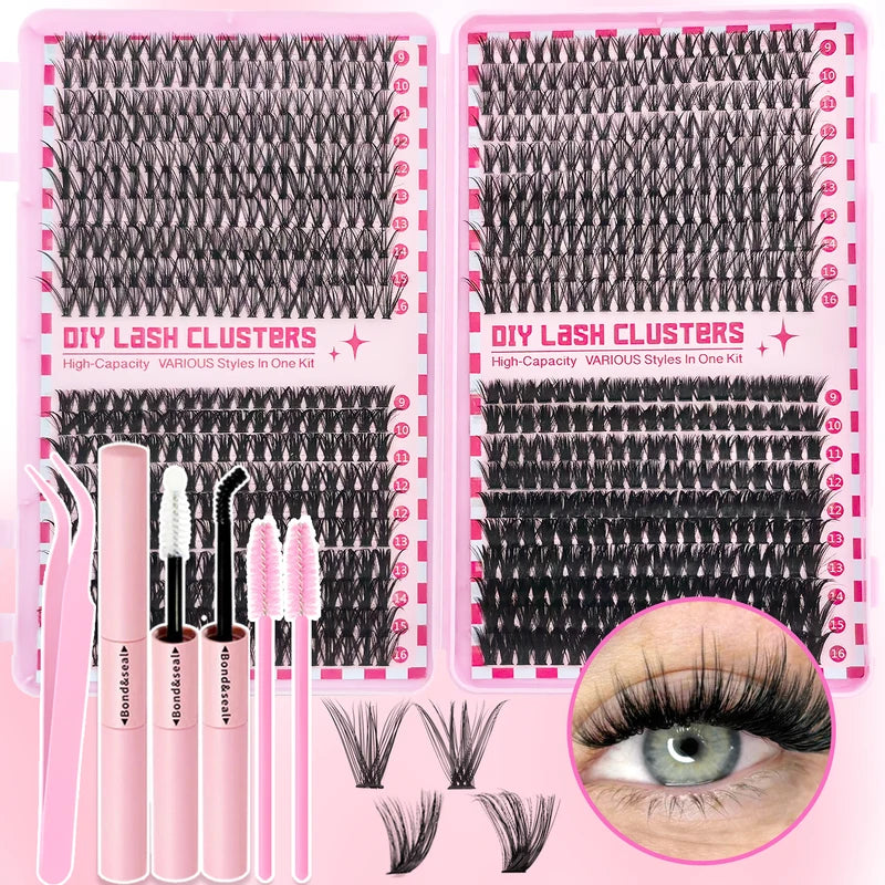 Cluster Lashes Kit 320/600/790 for Volume & Glamorous Looks - Mix-and-Match Lengths