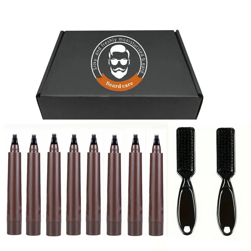 Beard Filling Pen Kit for Thickening & Coloring - Waterproof Men Cosmetic