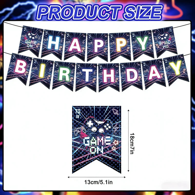 Neon Game Theme Birthday Party Decorations Hanging Pendant Controller for Game Console