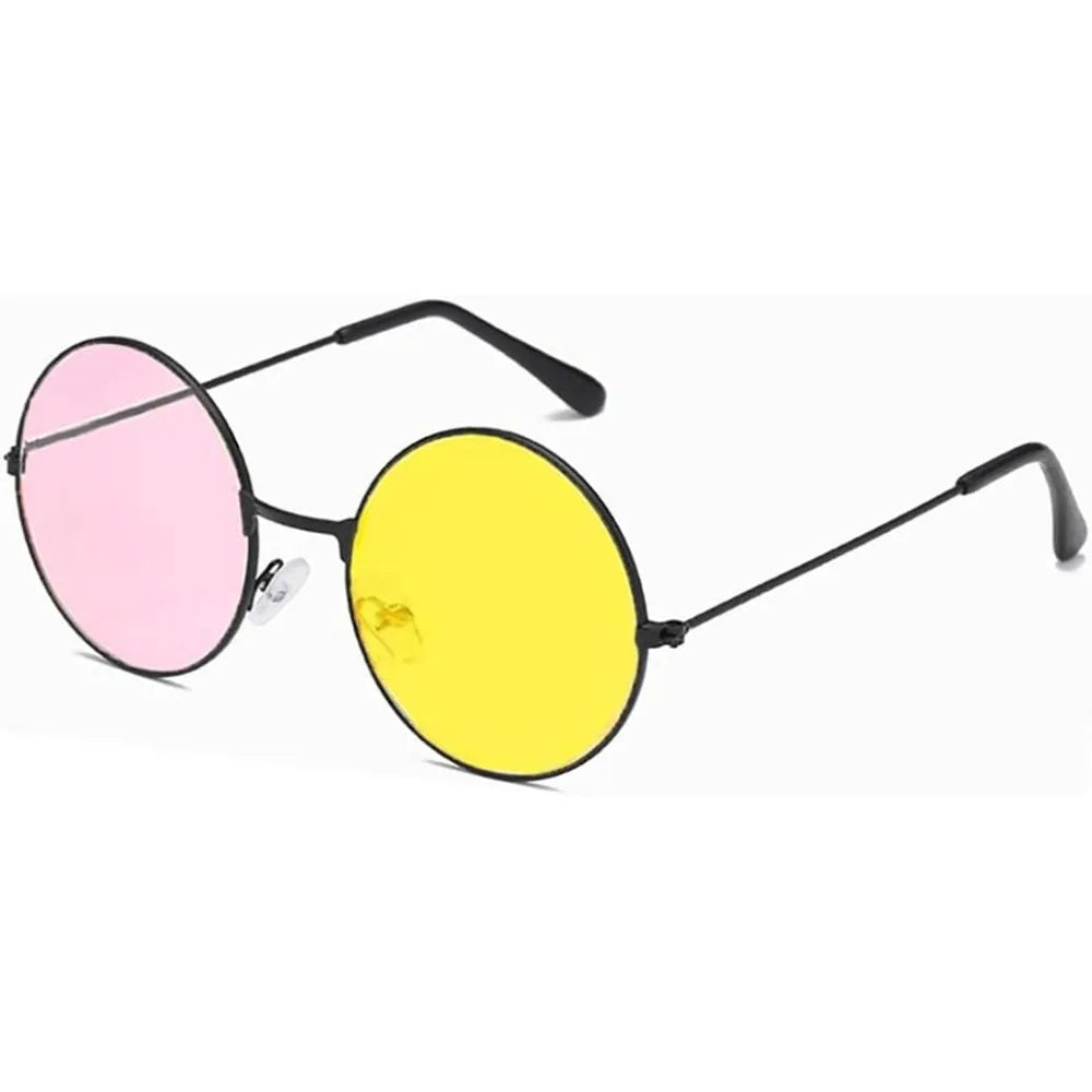 Anime Cosplay Glasses - Yellow Pink Round Frame Sunglasses for Halloween & Costume