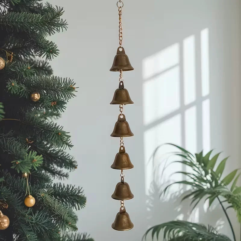 Rustic Metal Wind Chime for Garden Courtyard Wall Decor - Handmade Iron Bell with Chain