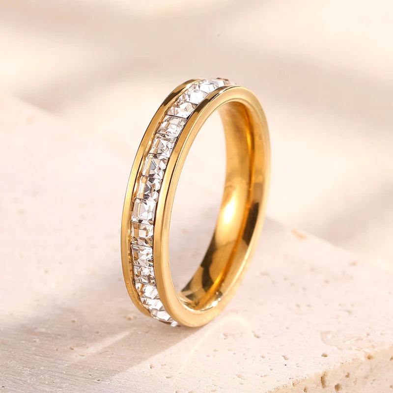 Stackable Zircon Ring Set for Women - Stainless Steel Jewelry Gifts