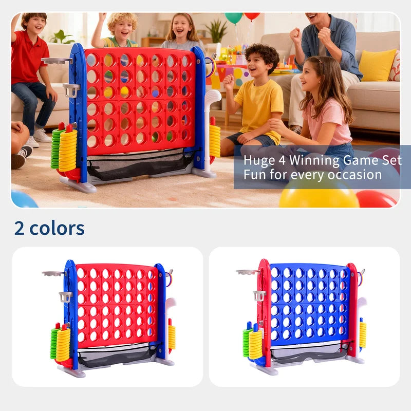 4-in-1 Giant Outdoor Yard Game Set with Basketball, Ring Toss & More - Adjustable Height