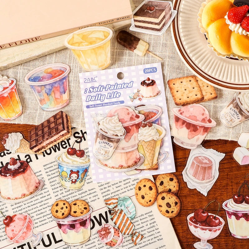 Creative Scrapbooking Stickers Set - 20pcs Soft Art & Craft Elements for DIY Journals