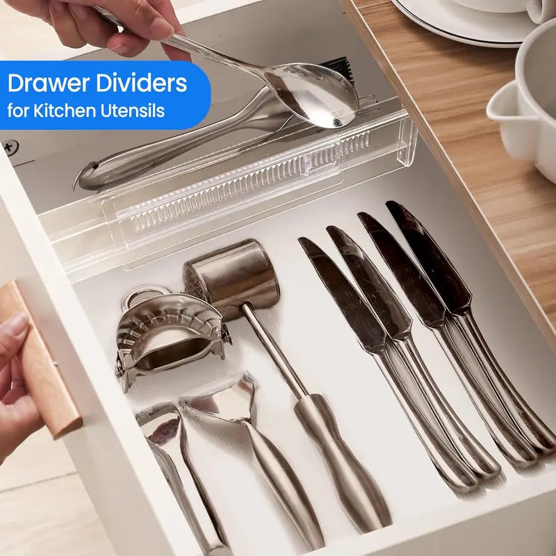 Adjustable Plastic Drawer Dividers Set for Kitchen Baby Office Storage