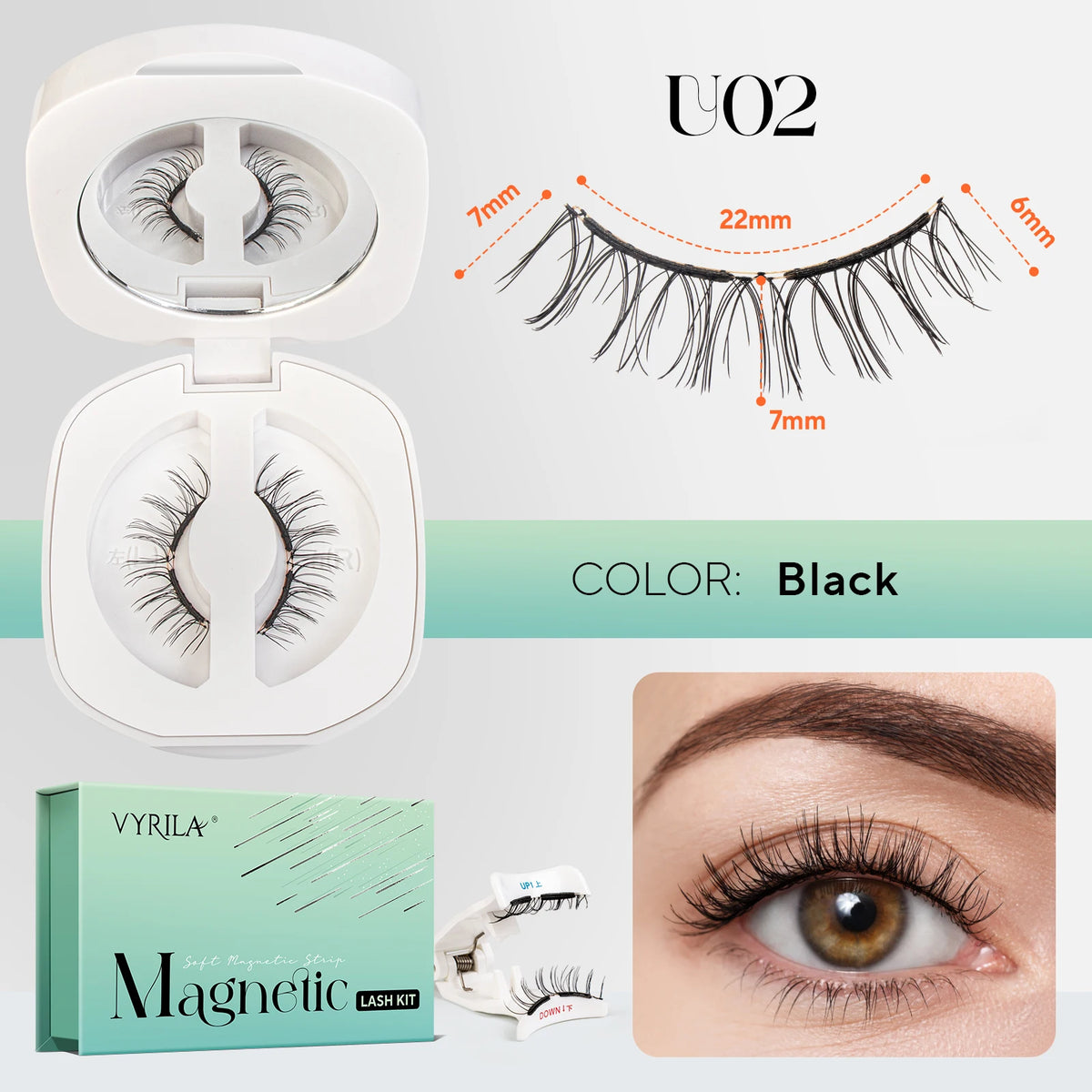 Reusable Magnetic False Eyelashes Kit - Natural Look, No Glue Needed, Soft Magnetic Strips