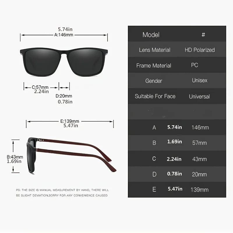 Polarized Sports Sunglasses for Men Lightweight Square UV400 Eyewear
