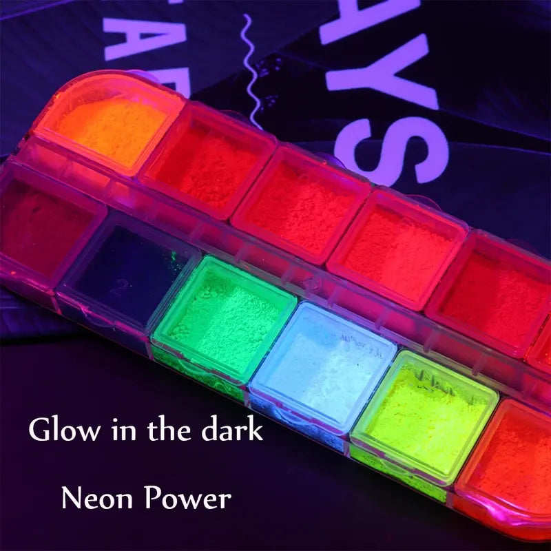 Colorful Neon Powder Glitter for Nails and Crafts - Fluorescent Pigment Dust