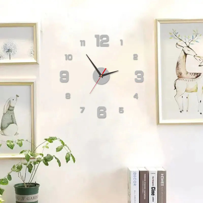 DIY Frameless Digital Wall Clock - Silent Vintage Style for Living Room & Office