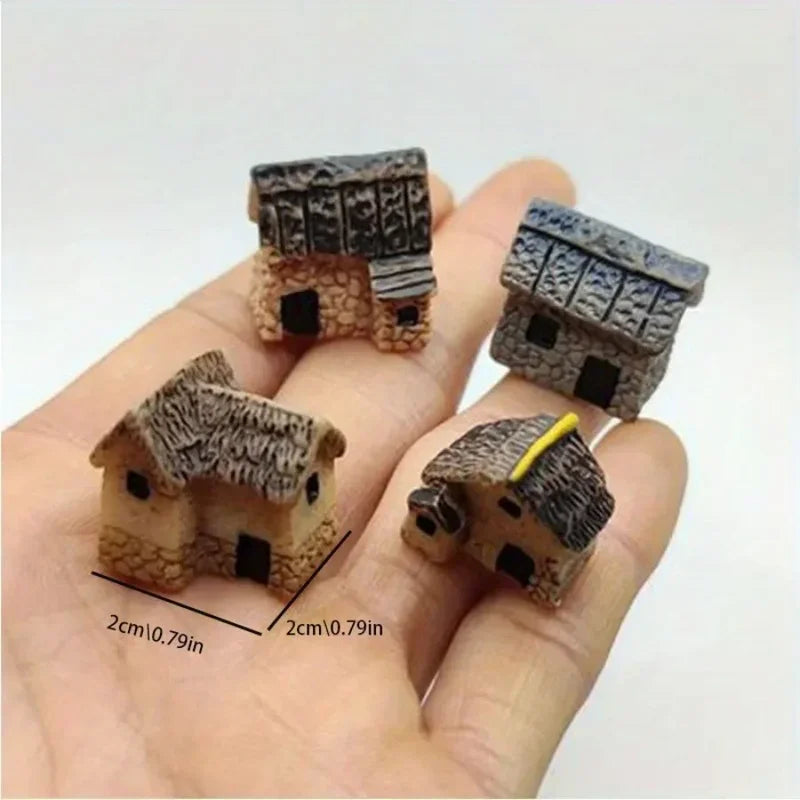 Mini Resin House Statue for Dollhouse, Fairy Garden, Bonsai & Succulent Decor