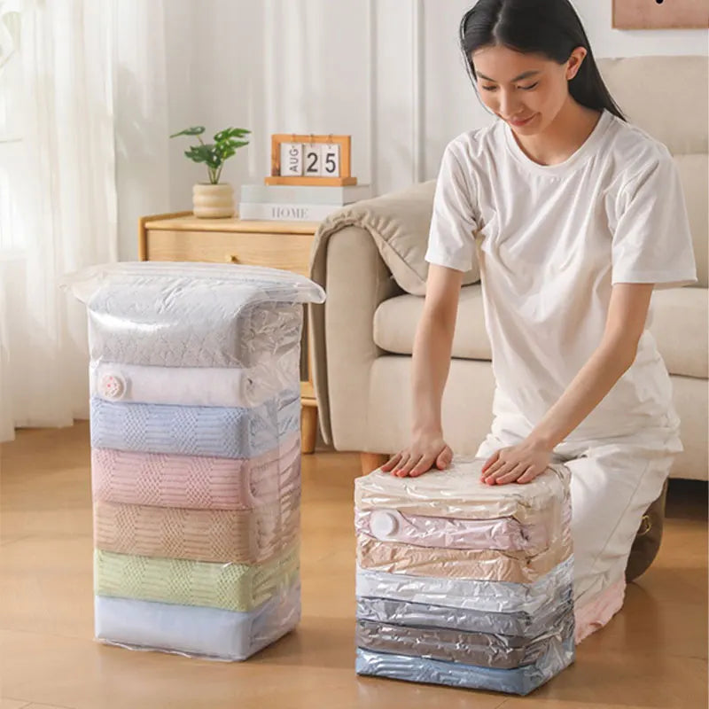 Large Capacity Vacuum Storage Bags for Clothes & Blankets - Space Saver Compression Set
