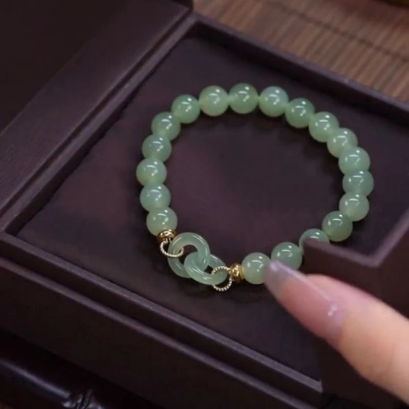 Heart Jade Beads Charm Bracelet for Women Girls Love Jewelry Gift