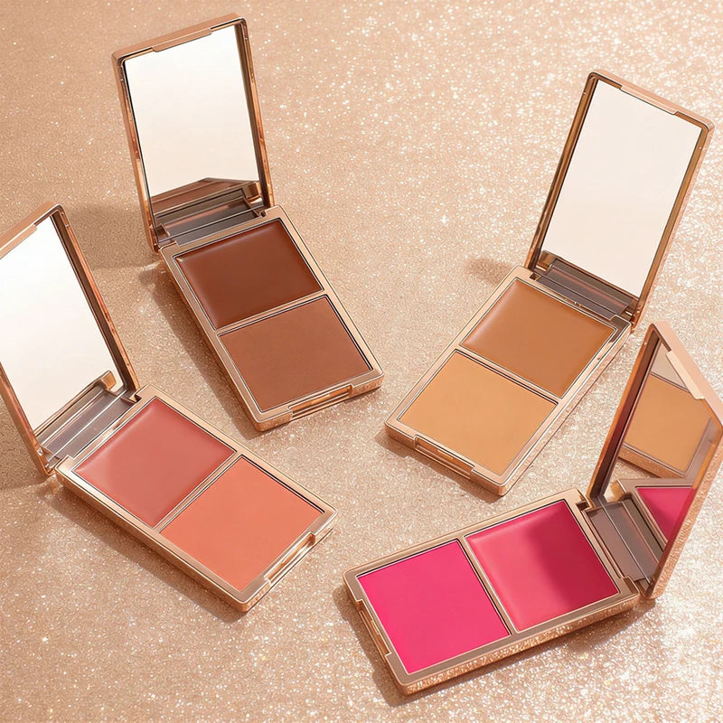 2-in-1 Gold-Plated Matte Waterproof Blush Cream for Face & Cheeks - Long Lasting Makeup