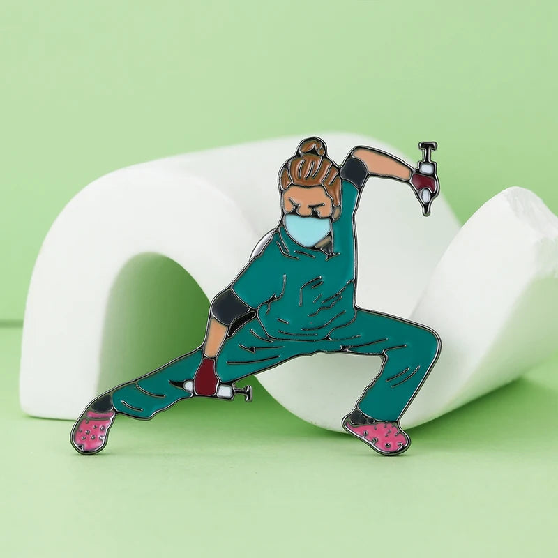 Funny Doctor Nurse Enamel Brooch Pin Medical Cartoon Badge Jewelry Gift
