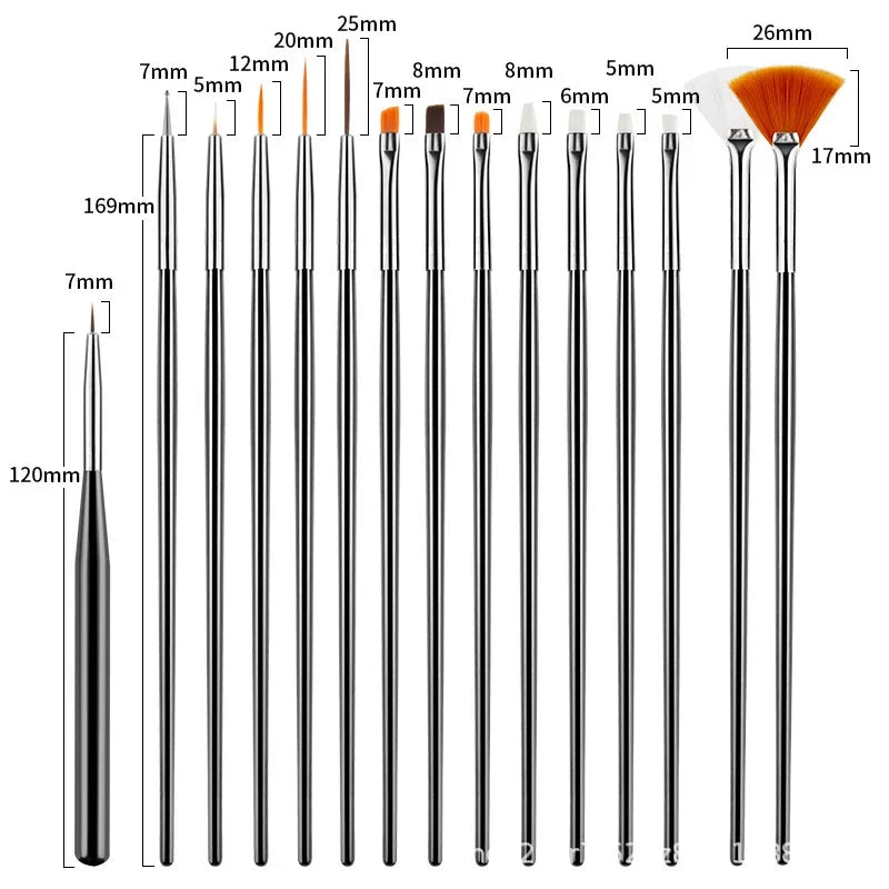 15-Piece Fondant Cake Painting Brushes Set for Decorating Pastry & Baking