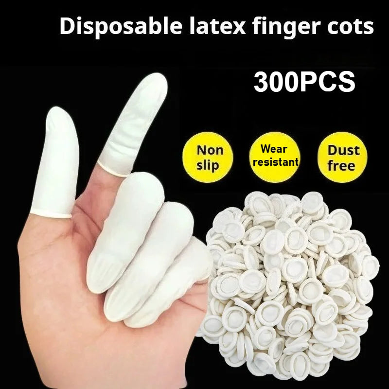 Disposable Latex Finger Covers 300PCS Non-slip Nail Art Finger Protectors
