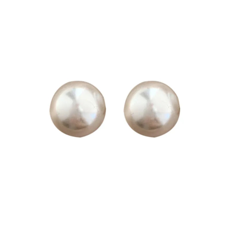 Minimalist 15mm White Simulated Pearl Clip-On Earrings for Women Wedding Party Jewelry