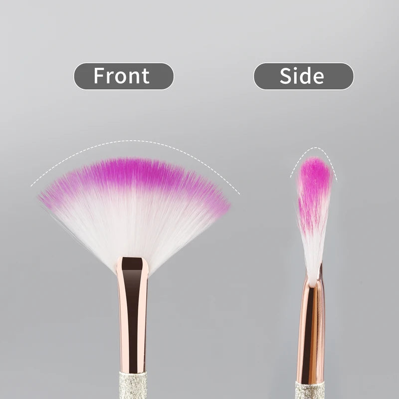 Practical Makeup Brushes Fan Set - Soft Portable Cosmetic Tools for Ladies & Girls