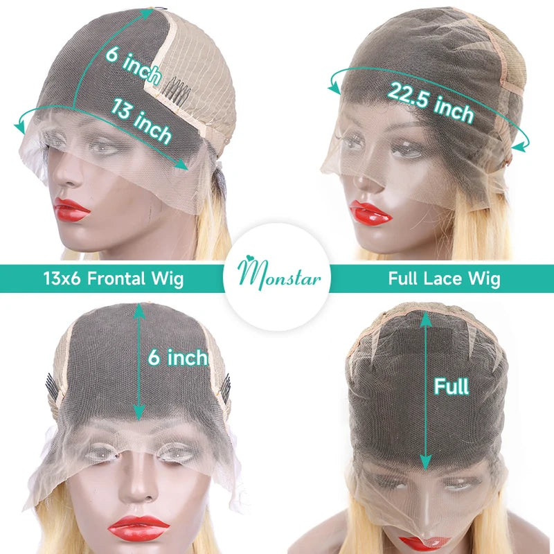 Full Lace Human Hair Wigs for Women - Brazilian Straight & Ombre Blonde Options