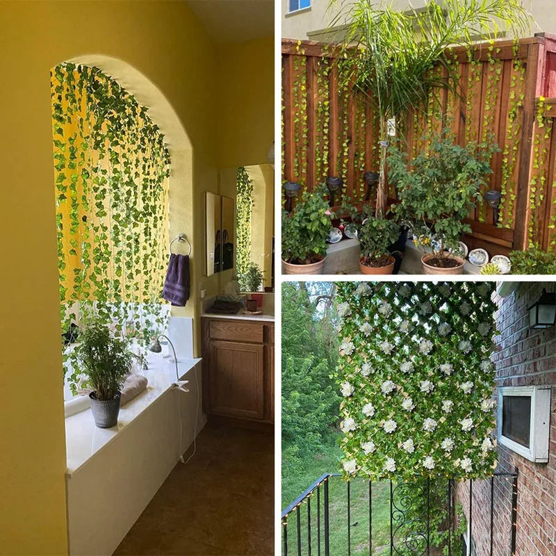 Artificial Ivy Leaf Garland 12-Piece Faux Green Vine for Home Decor