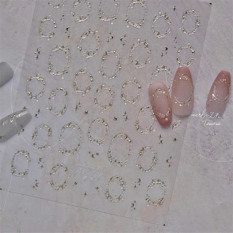 Jelly Nail Stickers Shiny French Ice Crystal Stars Self-Adhesive Nail Art Decals