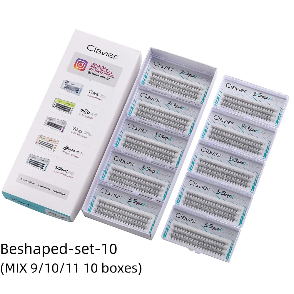 False Eyelash Set with Natural Tuft Silk Clusters - 10 Boxes, Custom Colors