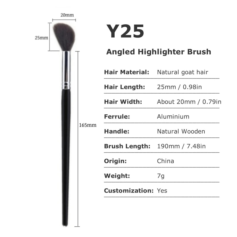 Angled Face Highlighter Makeup Brush with Goat Hair - Blush & Contour Tool