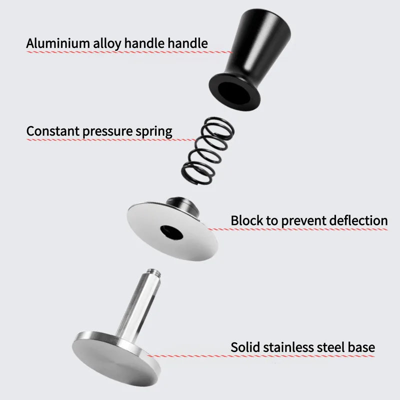 Adjustable Stainless Steel Coffee Tamper with Calibrated Spring - Multiple Sizes