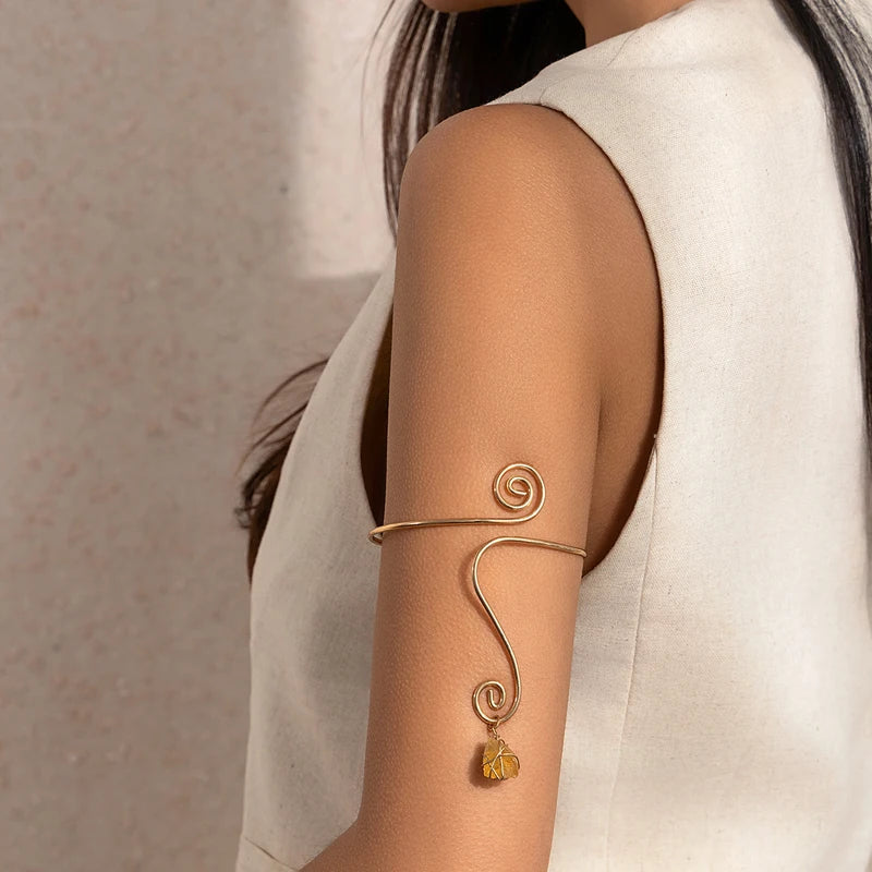 Women's Spiral Open Armlets Geometric Upper Arm Chain Jewelry Vintage Cuff