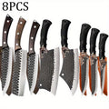 8-Piece Professional Kitchen Chef Knife Set - Stainless Steel Forged Utility & Meat Cleaver