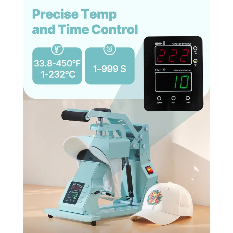 Hat Heat Press Machine with Interchangeable Platens for Custom Hat Printing
