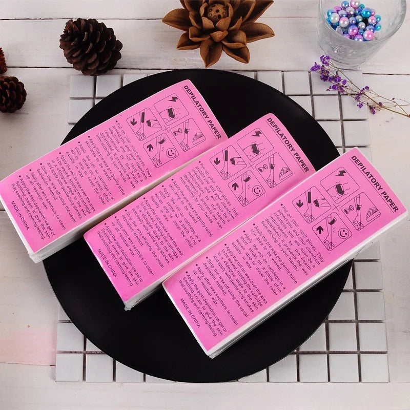 100 Sheets Hair Removal Wax Paper Strips Nonwoven Depilatory Cloth for Waxing