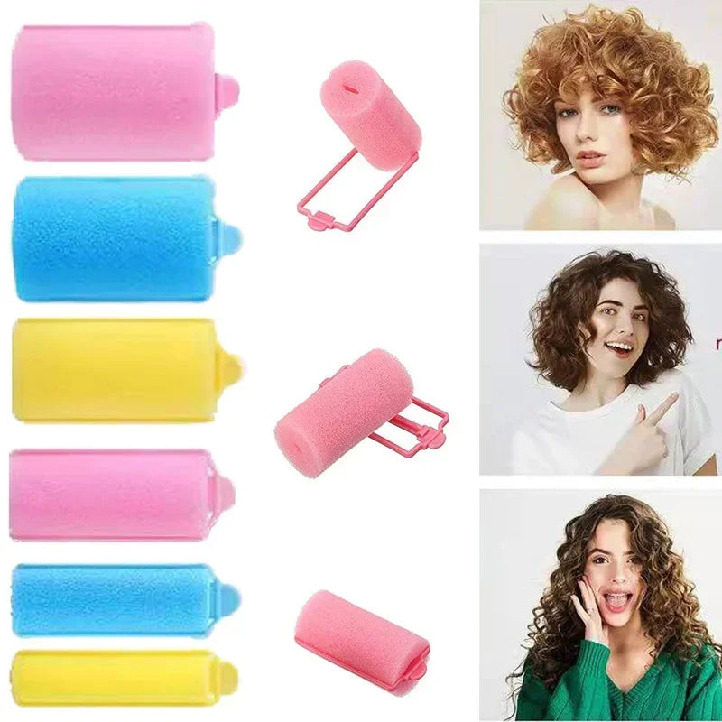 Set of 6-14 Soft Foam Hair Curlers for DIY Styling and Salon Use