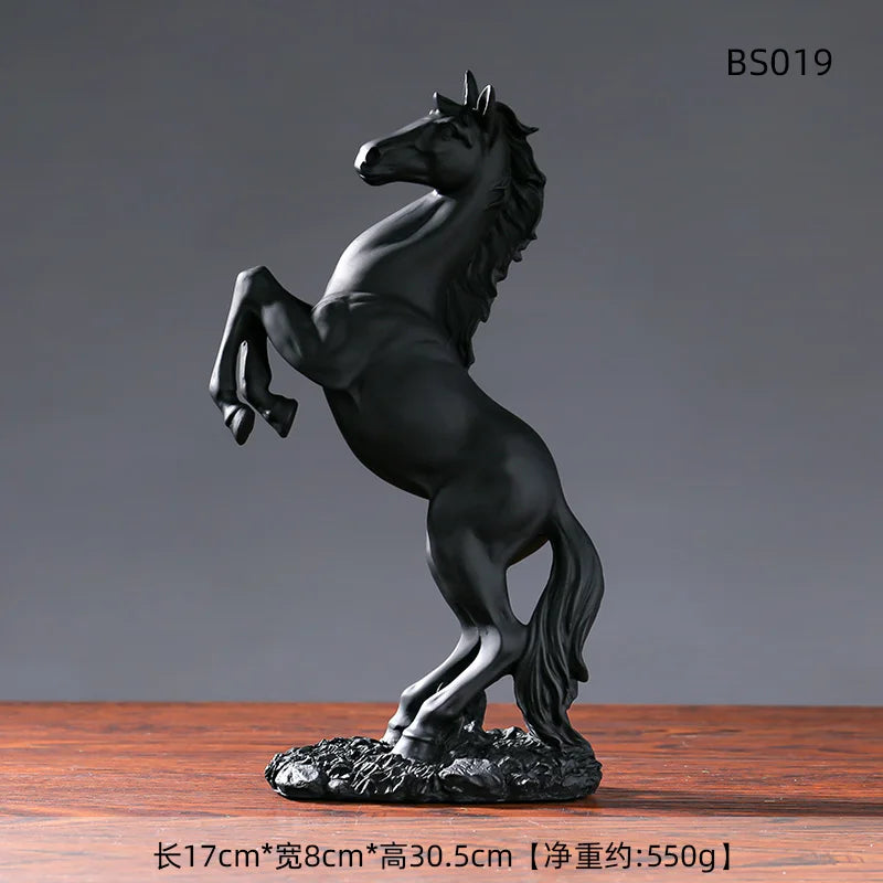 European Style Resin Horse Statue - Victory Horse Figurine for Living Room, Office & Cabinet Decor