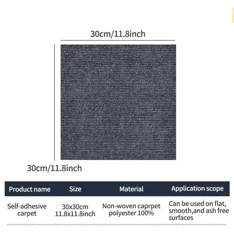 Self Adhesive Carpet Floor Tiles - Interlocking DIY Rug Mats for Kitchen & Home