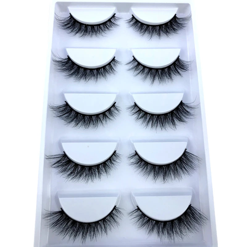 5 Pairs Fluffy 3D Mink False Eyelashes Makeup Kit for Natural Lash Extension