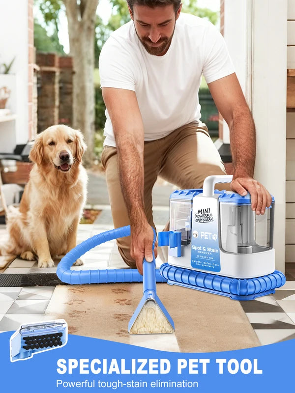 Portable Carpet and Upholstery Cleaner Machine with 5 Attachments - Light & Powerful Suction