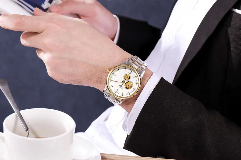 Men's Automatic Mechanical Watch Luxury Waterproof Skeleton Business Gift